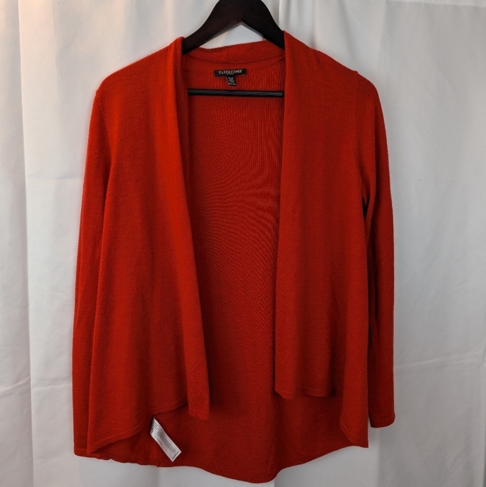 Eileen Fisher open merino wool cardigan size PM in VGUC